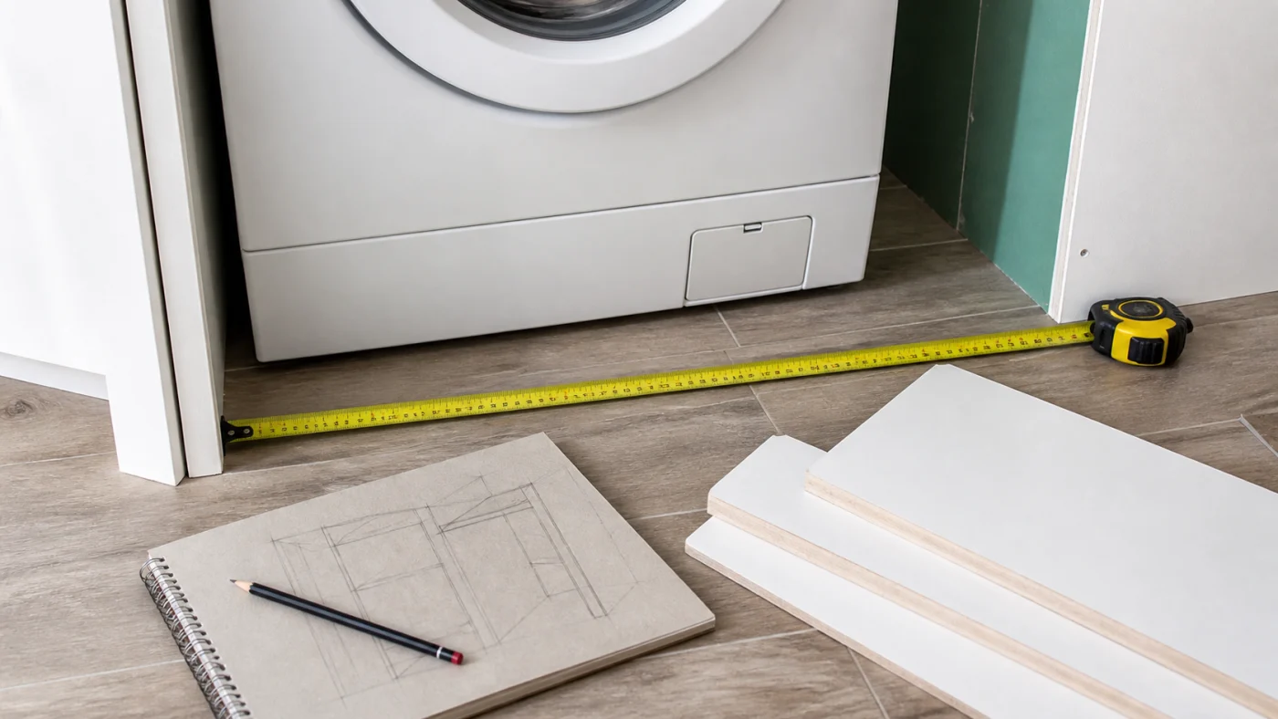 Prise de mesures avant coffrage d une machine a laver