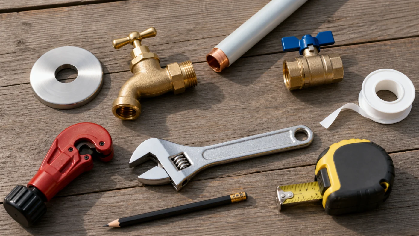 Matériel et outils pour installer un robinet extérieur