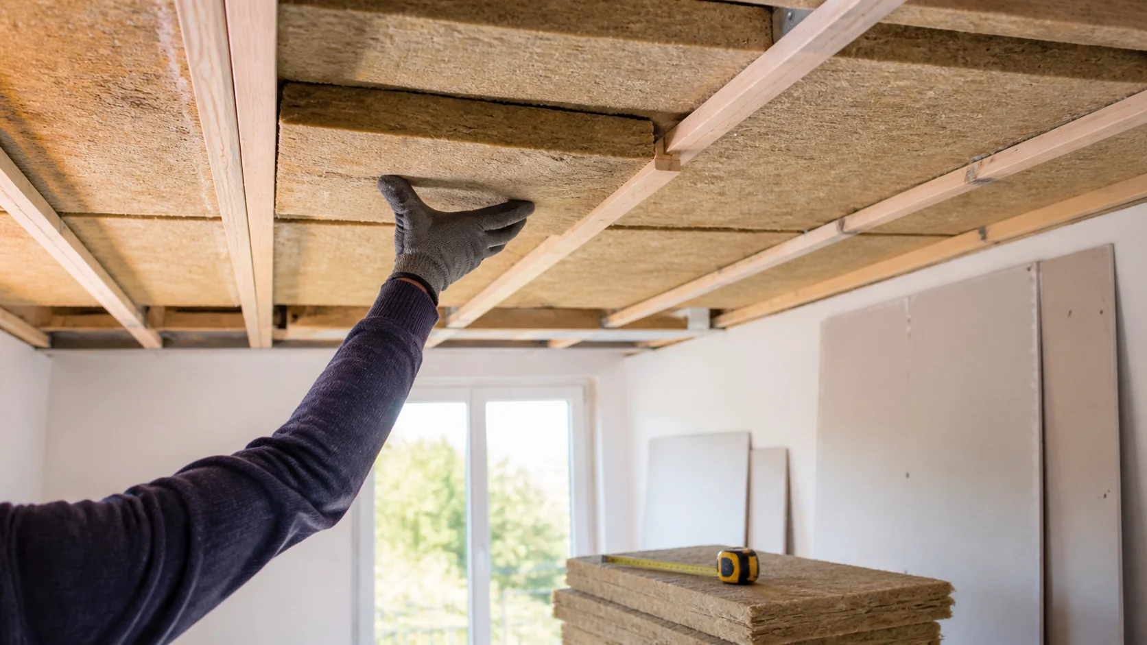 Contrôle et découpe de panneaux isolants pour un plafond
