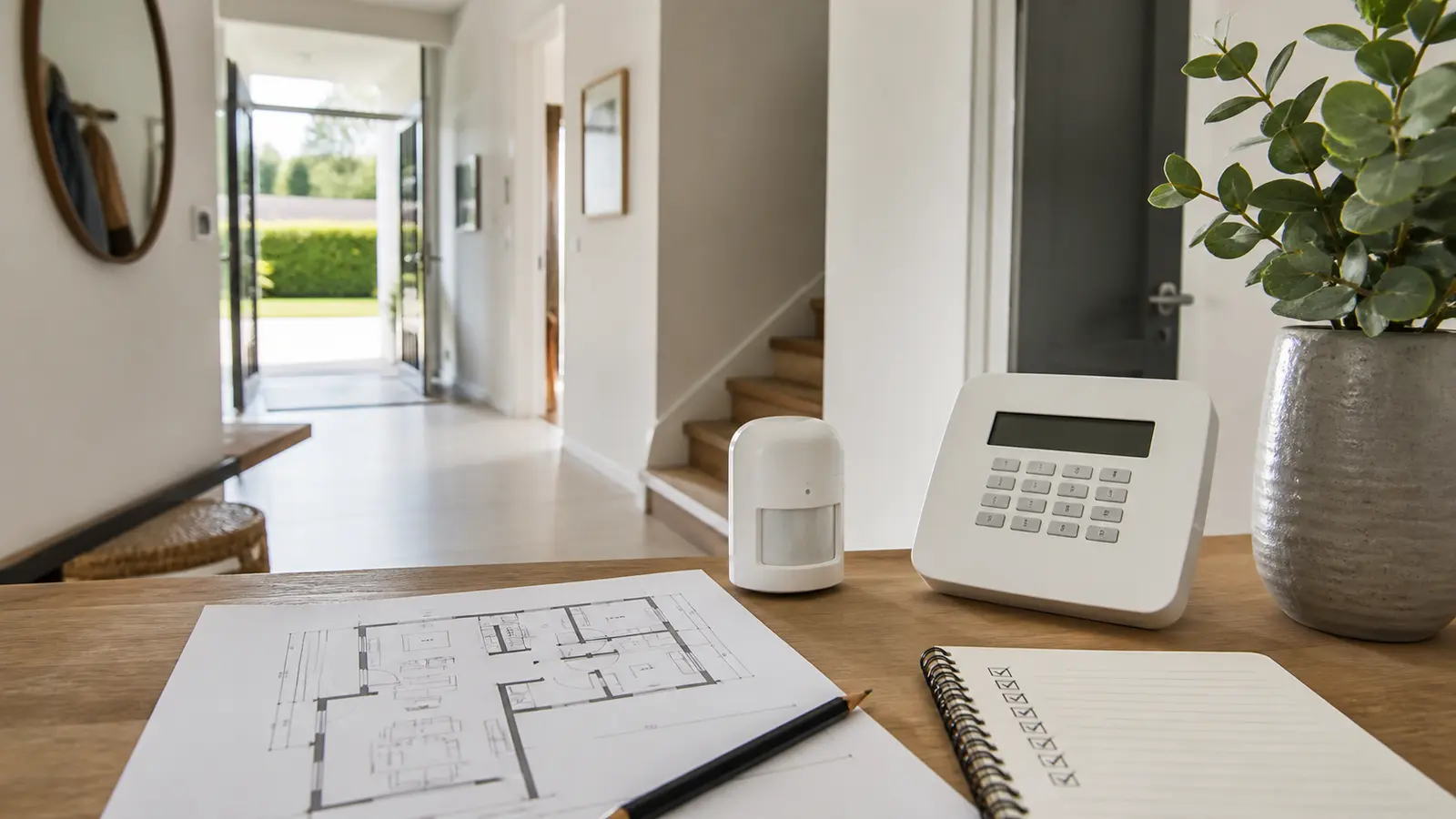 Plan de maison et clavier d’alarme pour comparer les zones à protéger