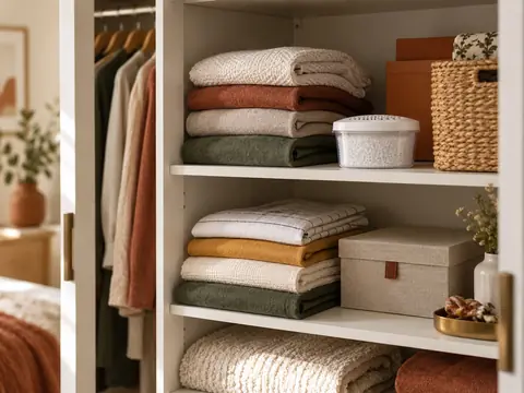 Absorbeur d'humidité posé dans un placard de chambre